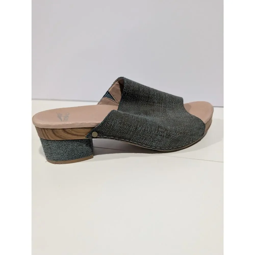 Dansko Maci Sandal Clog Size 41 Green Textured Heeled‎